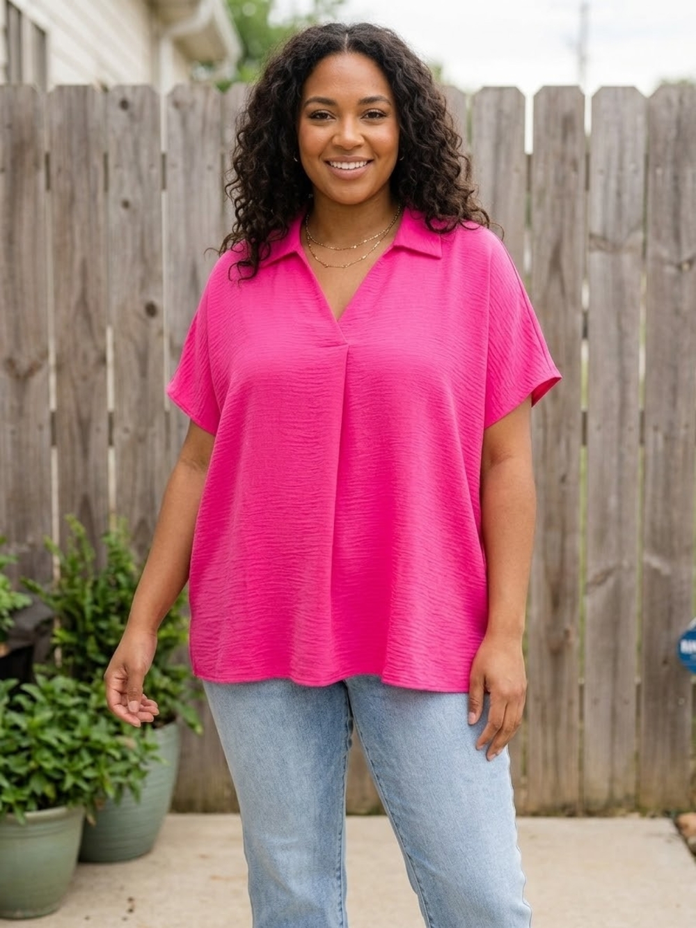 Zenana Air-Flow Collared Blouse